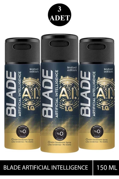 LitaeTrend 3 Adet Blade Artificial Intelligence 1.0 Deodorant 150mL ürün görseli 1