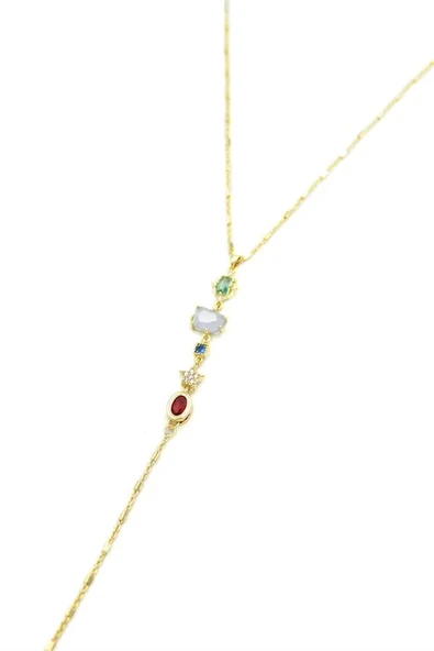 LitaeTrend Taşlı Y Kolye - Altın ürün görseli 1