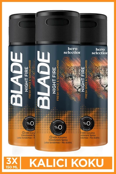 LitaeTrend 3 Adet Blade Hero Selection Serisi Night Fire Erkek Deodorant 150 Ml - 1