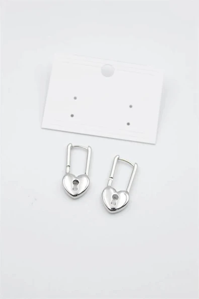 LitaeTrend Kalp Kilit Küpe - Gümüş ürün görseli 1