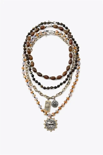 LitaeTrend Boncuklu Para Kolye - ÇOK RENKLİ - Resim 2