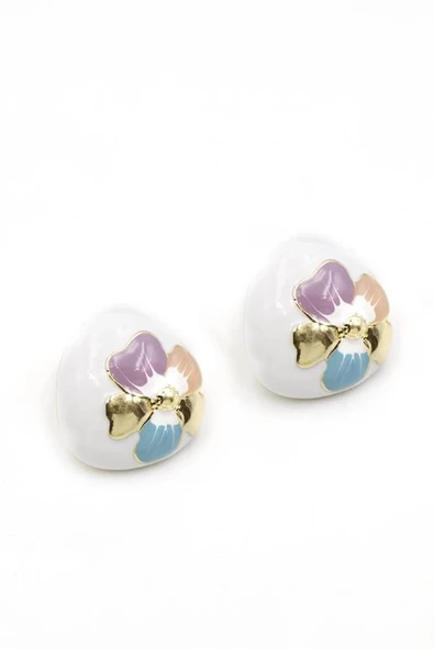 LitaeTrend Mineli Çiçek Küpe - Mor ürün görseli 1