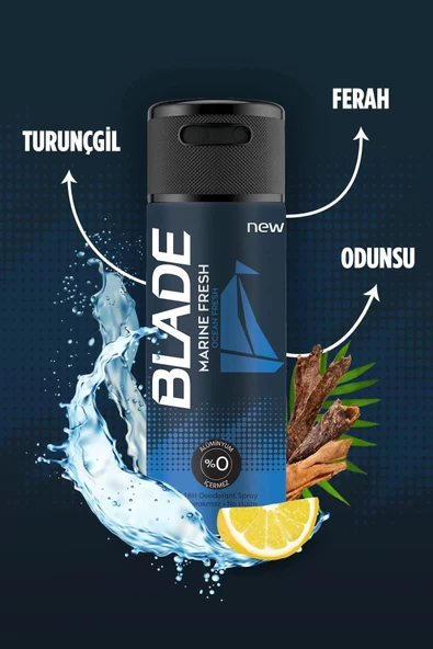 LitaeTrend Blade Marine Fresh Erkek Deodorant Sprey 150 ml - 5