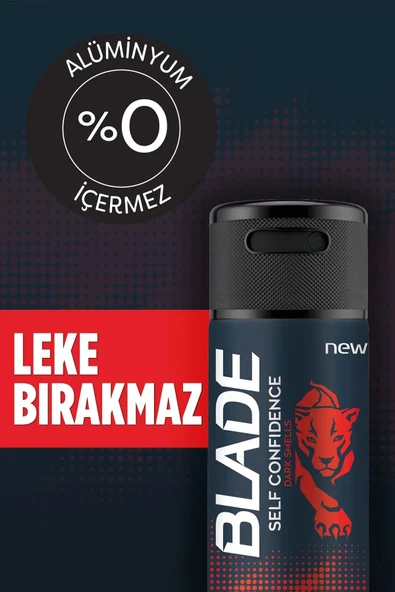 LitaeTrend 3 Adet Blade Self Confidence Erkek Deodorant 150 Ml Hızlı Kurur, Leke Bırakmaz - Resim 2