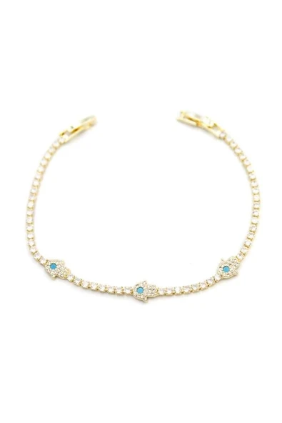 LitaeTrend Taşlı Fatıma Ana Eli Bileklik - Altın ürün görseli 1