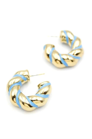 LitaeTrend Mineli Halka Küpe - Mavi - Resim 2