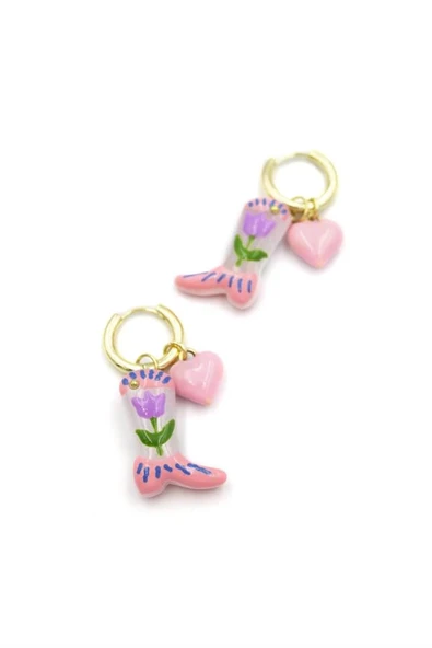 LitaeTrend Çizme Küpe - Pembe - Resim 2