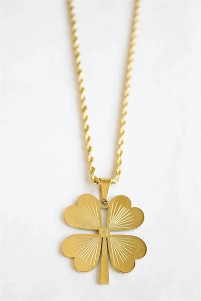 LitaeTrend Çelik Yonca Kolye - Altın ürün görseli 1