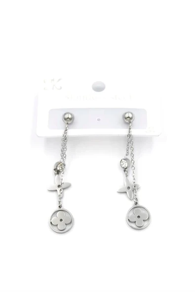 LitaeTrend Sallantılı VC Yonca  Küpe - Gümüş - Resim 2