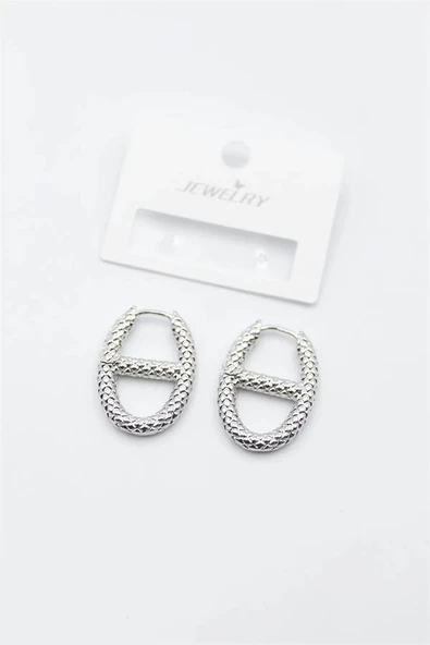 LitaeTrend Oval Halka Küpe - Gümüş ürün görseli 1