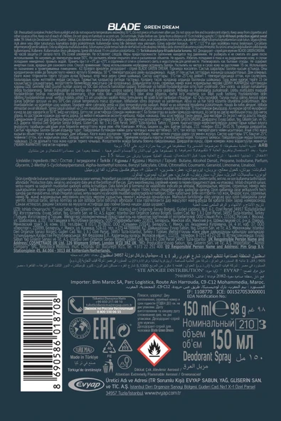 LitaeTrend 3 Adet Blade Green Dream Erkek Deodorant 150 Ml Hızlı Kurur, Leke Bırakmaz - 6