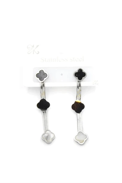 LitaeTrend Sallantılı VC Yonca  Küpe - Gümüş ürün görseli 1