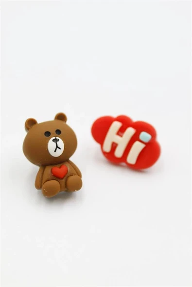 LitaeTrend Ayıcık Hamur Küpe - ÇOK RENKLİ - Resim 2