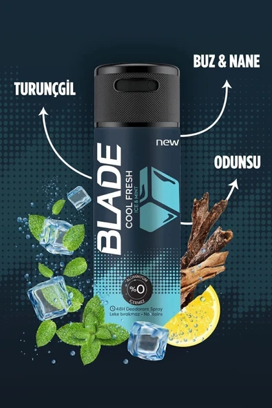 LitaeTrend Blade Cool Fresh Erkek Deodorant 150 Ml Hızlı Kurur Leke Bırakmaz - Resim 5