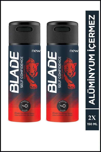 LitaeTrend 2 Adet Blade Self Confidence Erkek Deodorant 150 Ml Hızlı Kurur, Leke Bırakmaz - 1