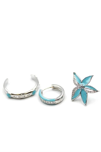 LitaeTrend 3'lü Çiçek Küpe - Gümüş ürün görseli 1