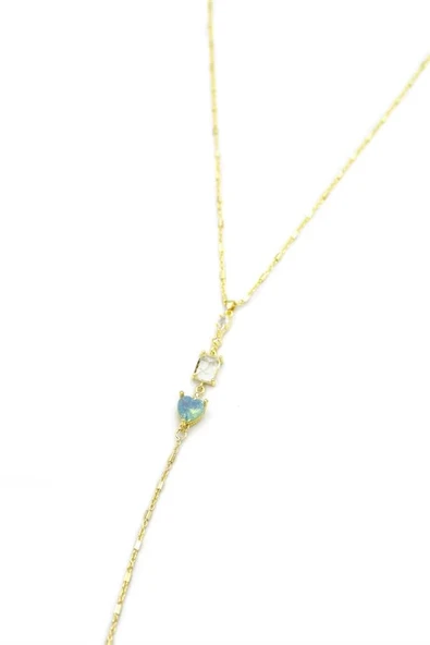 LitaeTrend Taşlı Y Kolye - Altın - Resim 2