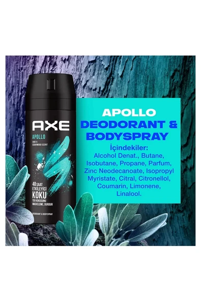 LitaeTrend 2 Adet Axe Erkek Sprey Deodorant Apollo 48 Saat Etkileyici Koku Vücut Spreyi 150 ml - Resim 7