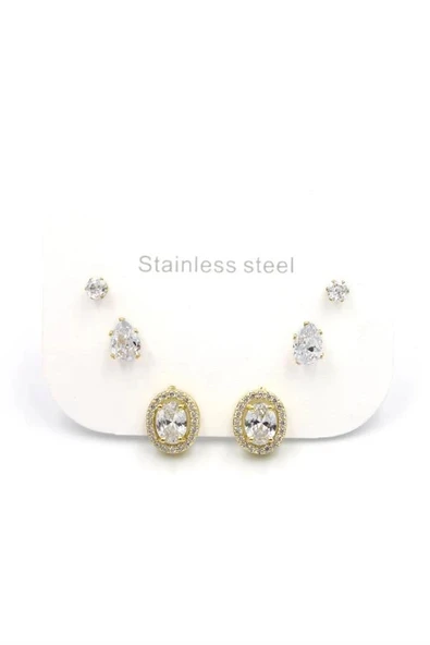 LitaeTrend Çoklu Taşlı Küpe - Altın ürün görseli 1