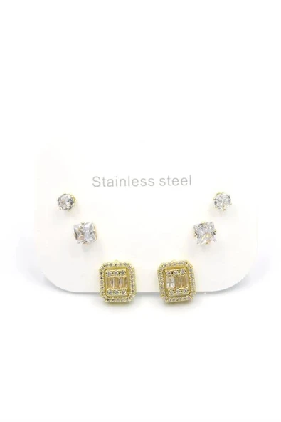 LitaeTrend Çoklu Taşlı Küpe - Altın ürün görseli 1