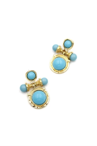 LitaeTrend Taşlı Küpe - Turkuaz ürün görseli 1