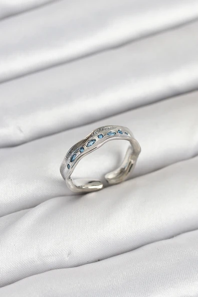 Pirinç Gümüş Renk Zirkon Taşlı Vintage Kadın Yüzük - TJ-BYK3863 ürün görseli 1