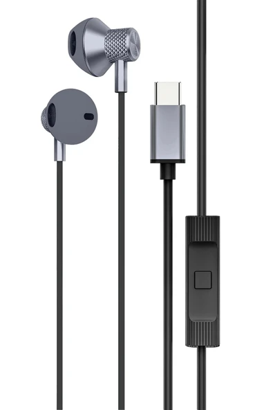 TNR LS-730 1.2M iPhone 15 Serisi ile Uyumlu Type-C Kablolu Kulaklık - Gri