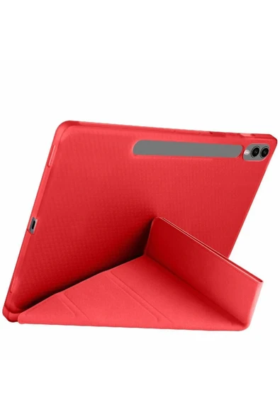 TNR Samsung Galaxy X610 Tab S9 FE Plus 12.4 Kılıf Kalemlikli Mars Tablet Kılıfı - Kırmızı - 2