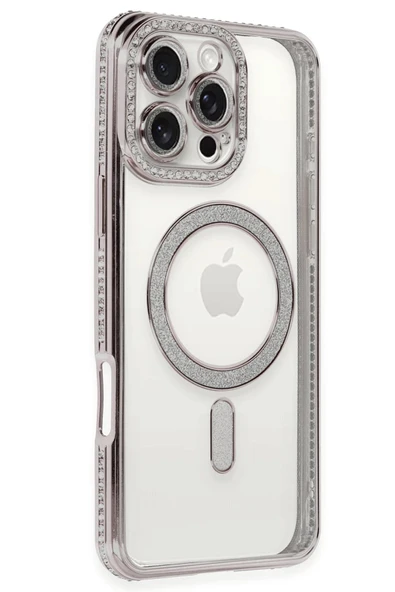 TNR iPhone 16 Pro Kılıf Joke Simli Magneticsafe Kılıf - Pembe