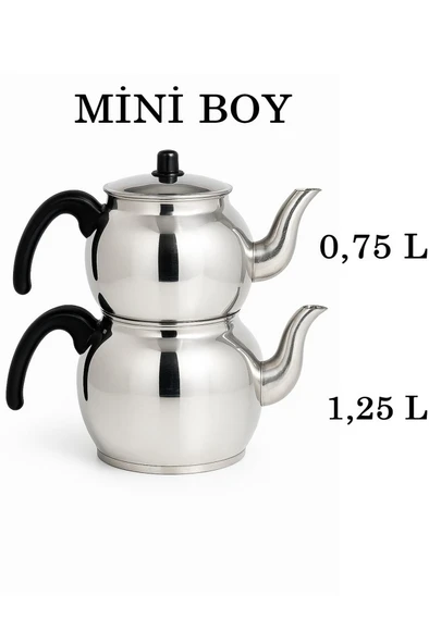 Alüminyum Küre Çaydanlık Mini Boy Siyah Kulp - 3