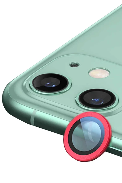TNR iPhone 11 Raze Metal Kamera Lens - Kırmızı - 1