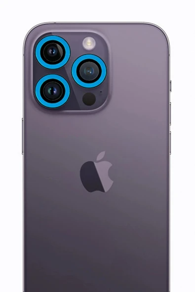 TNR iPhone 13 Pro Max Neon Fosforlu Kamera Lens - Mavi