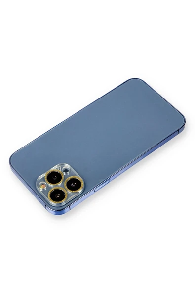 TNR iPhone 12 Pro Shine Kamera Lens Koruma Cam - Gold