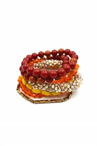 LitaeTrend Çoklu Boncuklu Lastkli Bilezik - ÇOK RENKLİ - Resim 2