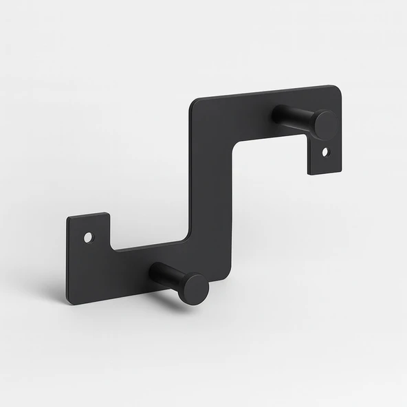 Zeta Siyah Metal Askı 2’li Lüx Vestiyer Dolap Portmanto Elbise Ceket Çanta Anahtar Asma Aparatı - 6