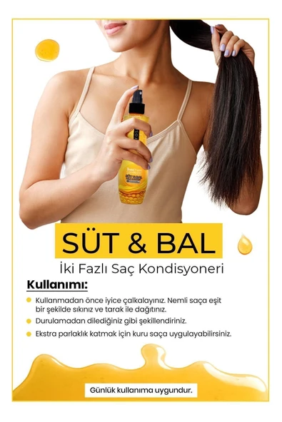 Morfose Boyalı ve Röfleli Saçlar İçin Çift Fazlı Süt & Ballı Fön Suyu 240 ml - 3