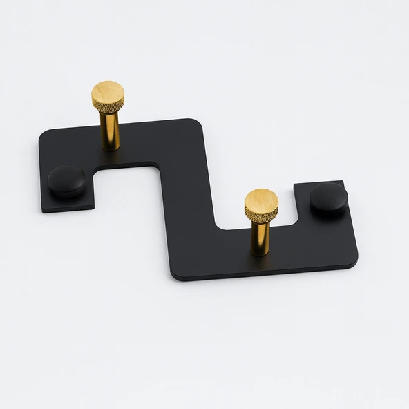 Zeta Siyah Metal Askı 2’li Lüx Vestiyer Dolap Portmanto Elbise Ceket Çanta Anahtar Asma Aparatı