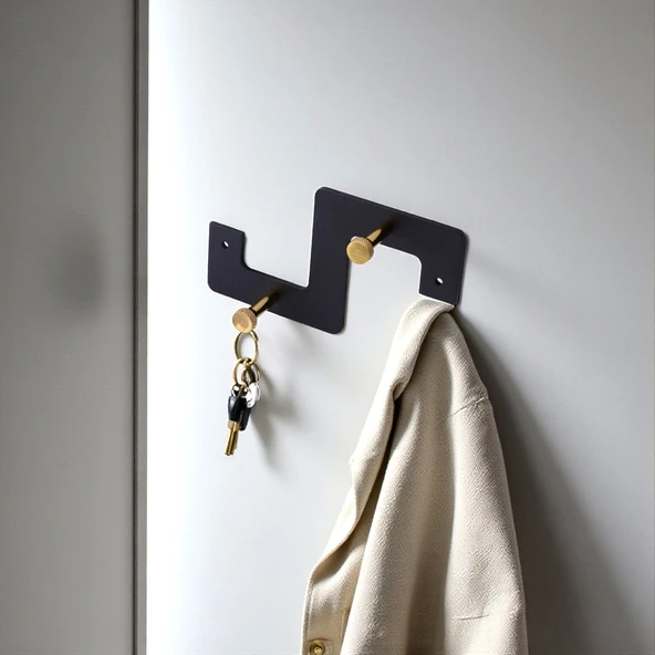 Zeta Siyah Metal Askı 2’li Lüx Vestiyer Dolap Portmanto Elbise Ceket Çanta Anahtar Asma Aparatı - 4