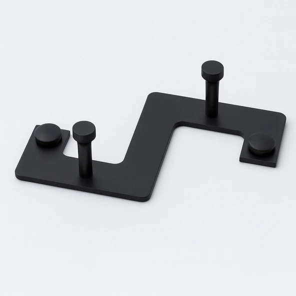 Zeta Siyah Metal Askı 2’li Lüx Vestiyer Dolap Portmanto Elbise Ceket Çanta Anahtar Asma Aparatı - 4