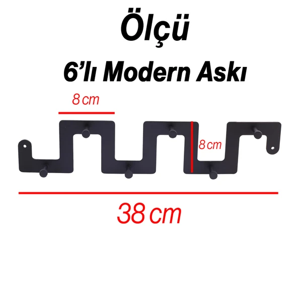Zeta Siyah Metal Askı 6’lı Lüx Vestiyer Dolap Portmanto Elbise Ceket Çanta Asma Aparatı Askılık - 3