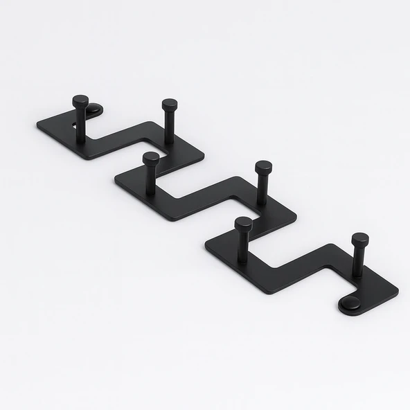 Zeta Siyah Metal Askı 6’lı Lüx Vestiyer Dolap Portmanto Elbise Ceket Çanta Asma Aparatı Askılık - 4