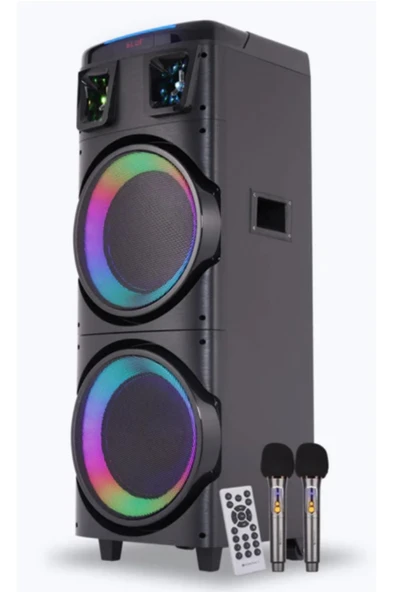 BÜYÜK BOY KABLOSUZ HOPARLÖR 200W ÇİFT KABLOSUZ MİKROFONLU KARAOKE BLUETOOTH SPEAKER ŞARJLI PARTYBOX - 5