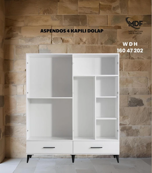 ASPENDOS 4 KAPILI DOLAP / GARDOLAP - Resim 2