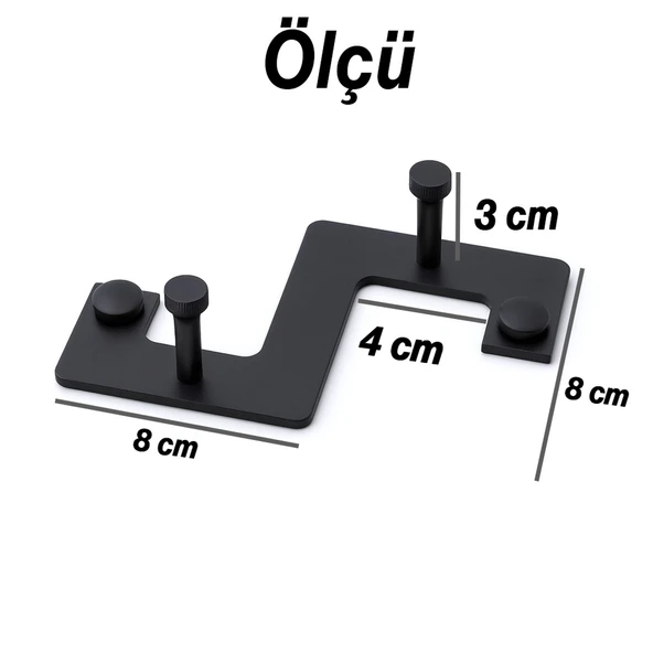 Zeta Siyah Metal Askı 2’li Lüx Vestiyer Dolap Portmanto Elbise Ceket Çanta Anahtar Asma Aparatı - 7