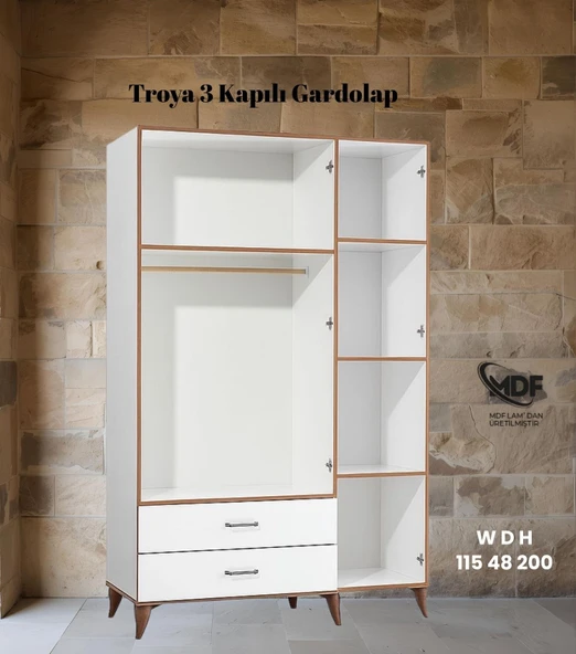 TROYA 3 KAPILI DOLAP / GARDOLAP - Resim 2
