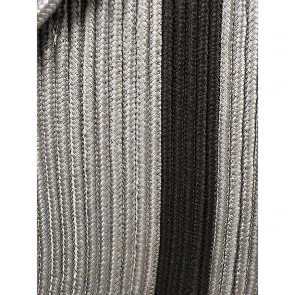 Jüt Hasır 2li Banyo Seti Paspas Takımı-Gri Ortası Siyah - 2