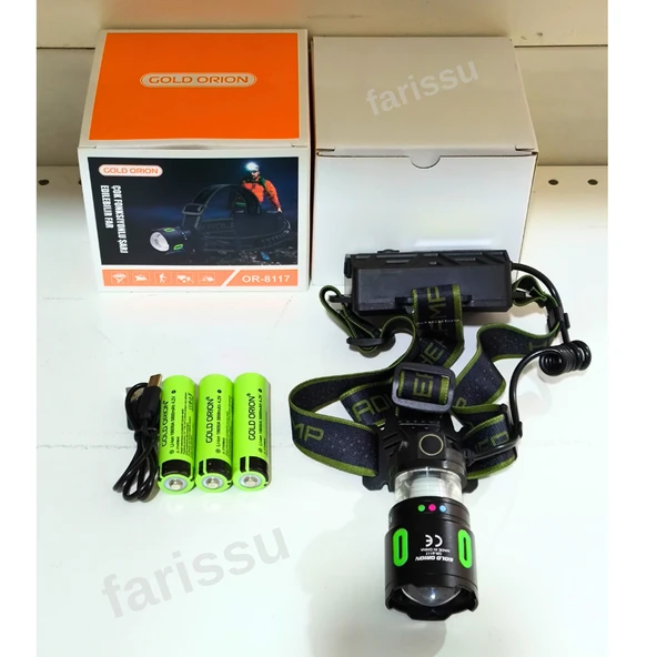 OR-8117 Profesyonel Şarj Edilebilir Kafa Lambası (3x5800 mAh Pil, 8 Modlu, Güç Bankası Özellikli) - 8