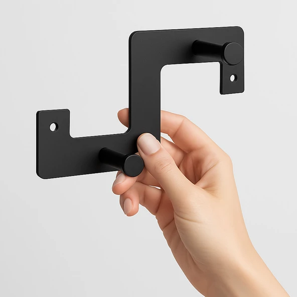 Zeta Siyah Metal Askı 2’li Lüx Vestiyer Dolap Portmanto Elbise Ceket Çanta Anahtar Asma Aparatı - 5