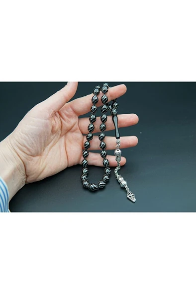 6'lı gümüş işleme çeşni oltutaşı tesbih st00012 - 3