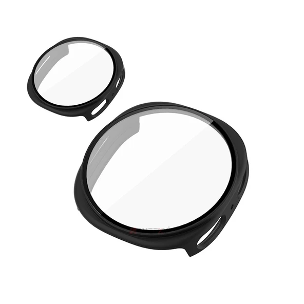 Samsung Galaxy Watch 8 44mm Uyumlu Kılıf Sert PC Kasa ve Ekran Koruyucu Kılıf  Siyah - Resim 4